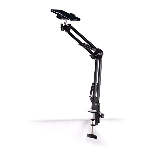 PHOTOMYNE Sturdy Flexible Phone Holder for Desk, Table, Office, Kitchen with Clamp for Photo Album Scanning, iPhone Holder for Desk- Black - Image 1