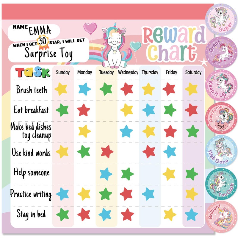 yasest Reward Chart for Kids â€“ Unicorn Magnetic Kids Behavior Chart, Pad with 26 Chore Charts, 1920 Star Stickers, 49 Incentive Stickers, Responsibility Chart for Kids Girls Toddlers - Kids Chore Chart - Image 1
