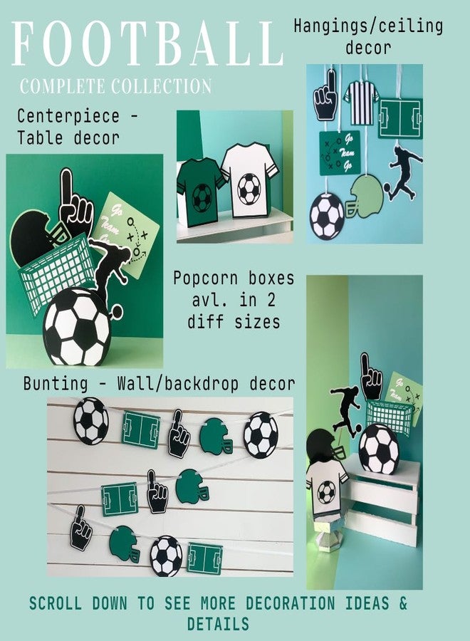 Pinfliers Sports/Soccer/Football Theme Birthday Decoration Items for Boys, Paper Birthday Table Centerpiece Decoration,1 Football Shape Box & 5 Small Cutouts, Center piece Birthday Party Decor, Green - Image 2