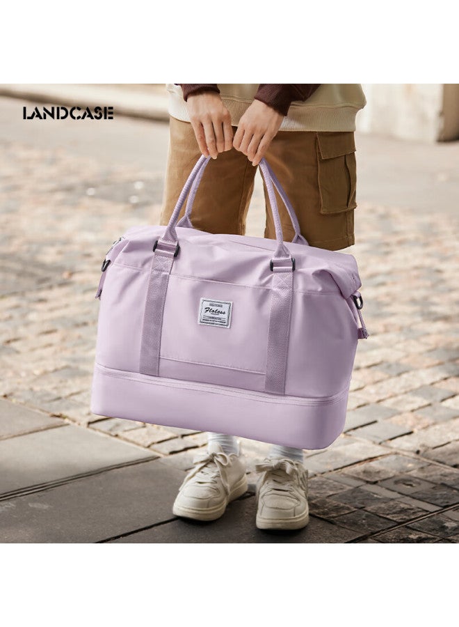 Landcase Handheld Travel Bag, Large Capacity For Women, Sports And Fitness Bag, Wet And Dry Separation, Maternity Bag, Luggage Bag For Men, 4058 Light Purple - Image 1