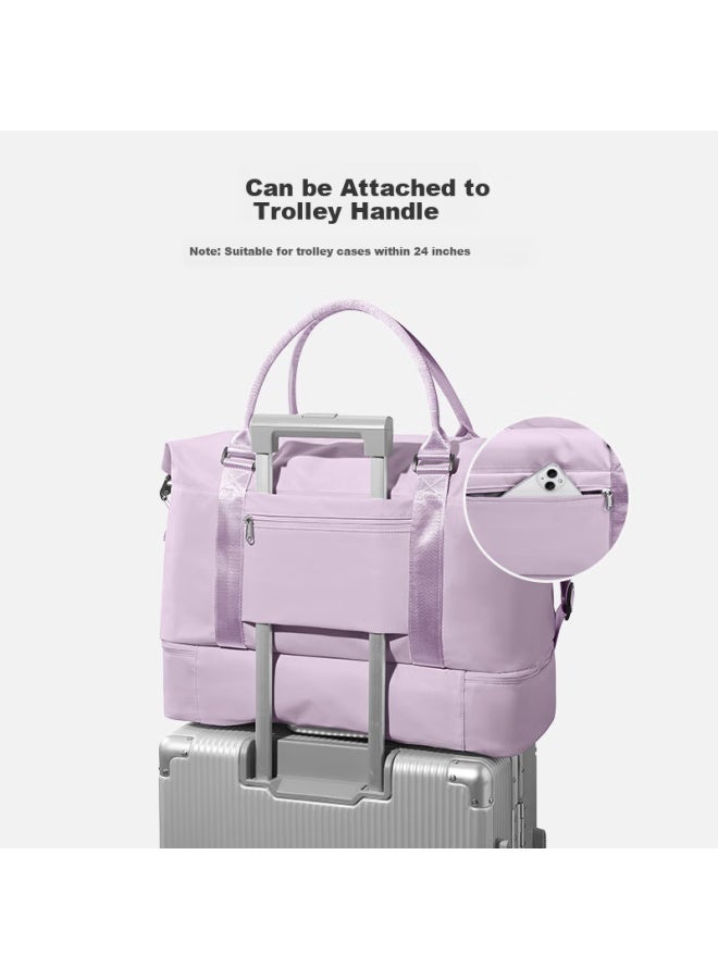 Landcase Handheld Travel Bag, Large Capacity For Women, Sports And Fitness Bag, Wet And Dry Separation, Maternity Bag, Luggage Bag For Men, 4058 Light Purple - Image 2