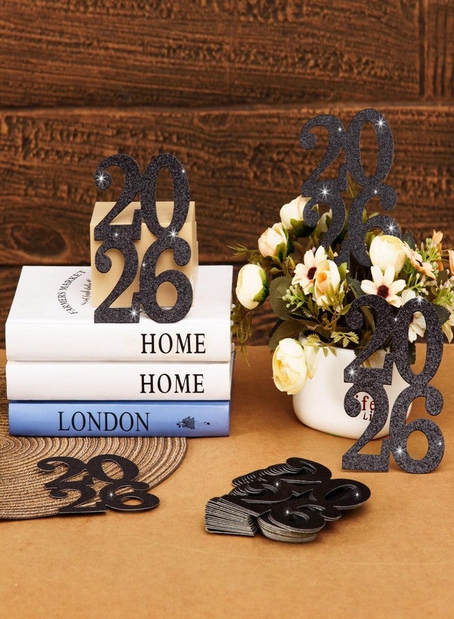 MixTeach 48 Pieces Glitter 2026 Cutouts Tags Decorations Double Side 2026 Graduation Cutouts 2026 Graduation Centerpiece 2026 New Year Decorations for New Year Party Supplies Favor(Black, 2026) - Image 5