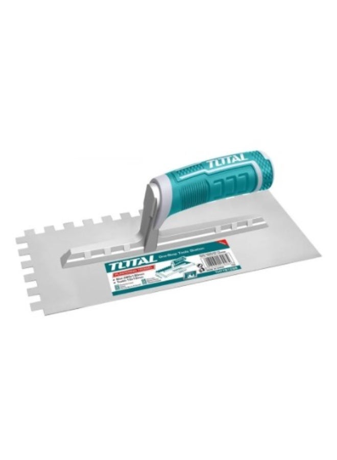 TOTAL Plastering Trowel with Teeth – 280×130 mm Notched Trowel with Durable Plastic Handle for Tile Adhesive, Plaster Application, Cement, Wall Finishing, and Construction Work - Image 1