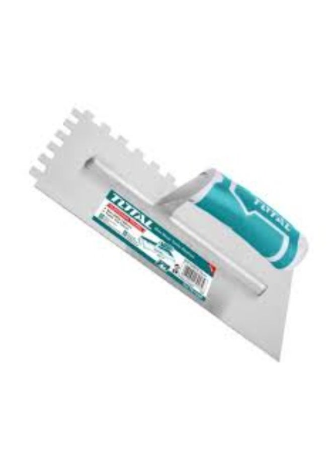 TOTAL Plastering Trowel with Teeth – 280×130 mm Notched Trowel with Durable Plastic Handle for Tile Adhesive, Plaster Application, Cement, Wall Finishing, and Construction Work - Image 3