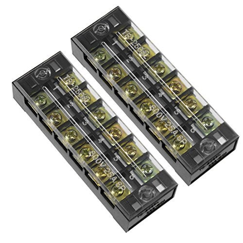 uxcell uxcell 2 Pcs Dual Rows 6 Positions 600V 25A Cable Barrier Block Terminal Strip TB-2506L  - Image 2