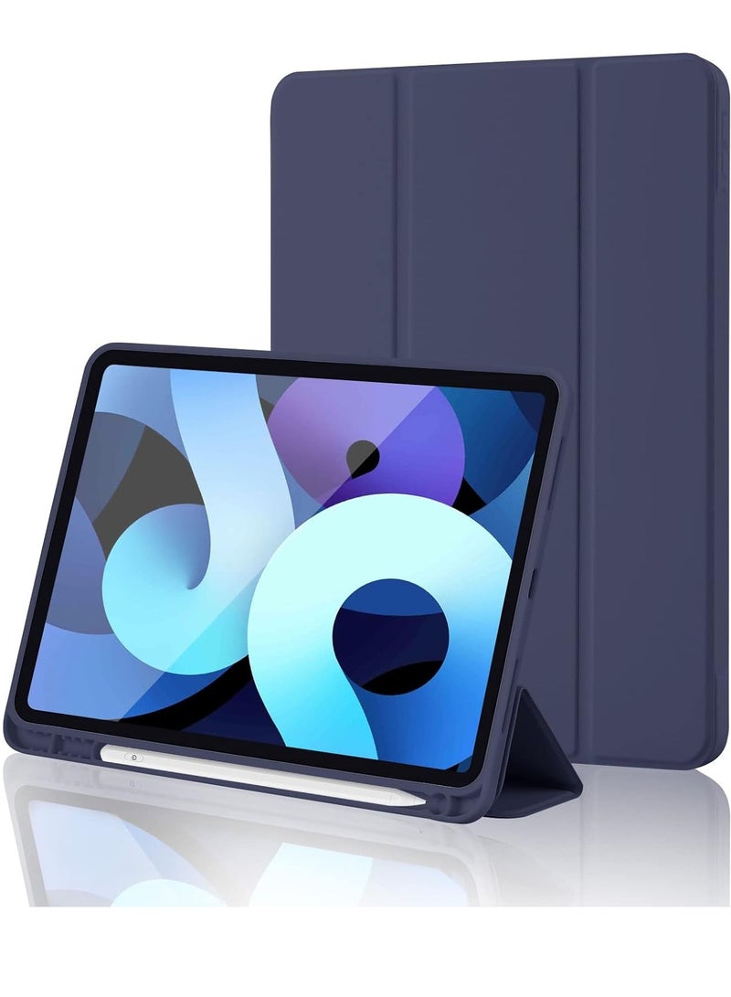 DUSALA iPad 10th Generation Case 2022 with Pencil Holder - Soft TPU Back Protective Smart Trifold Stand Cover for iPad 10.9 Inch (10th Gen), Auto Wake/Sleep - Navy Blue - Image 1