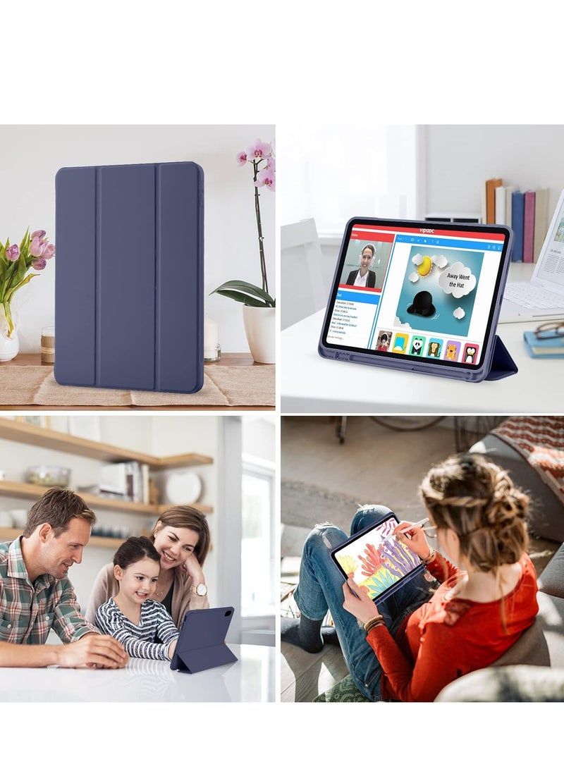 DUSALA iPad 10th Generation Case 2022 with Pencil Holder - Soft TPU Back Protective Smart Trifold Stand Cover for iPad 10.9 Inch (10th Gen), Auto Wake/Sleep - Navy Blue - Image 5