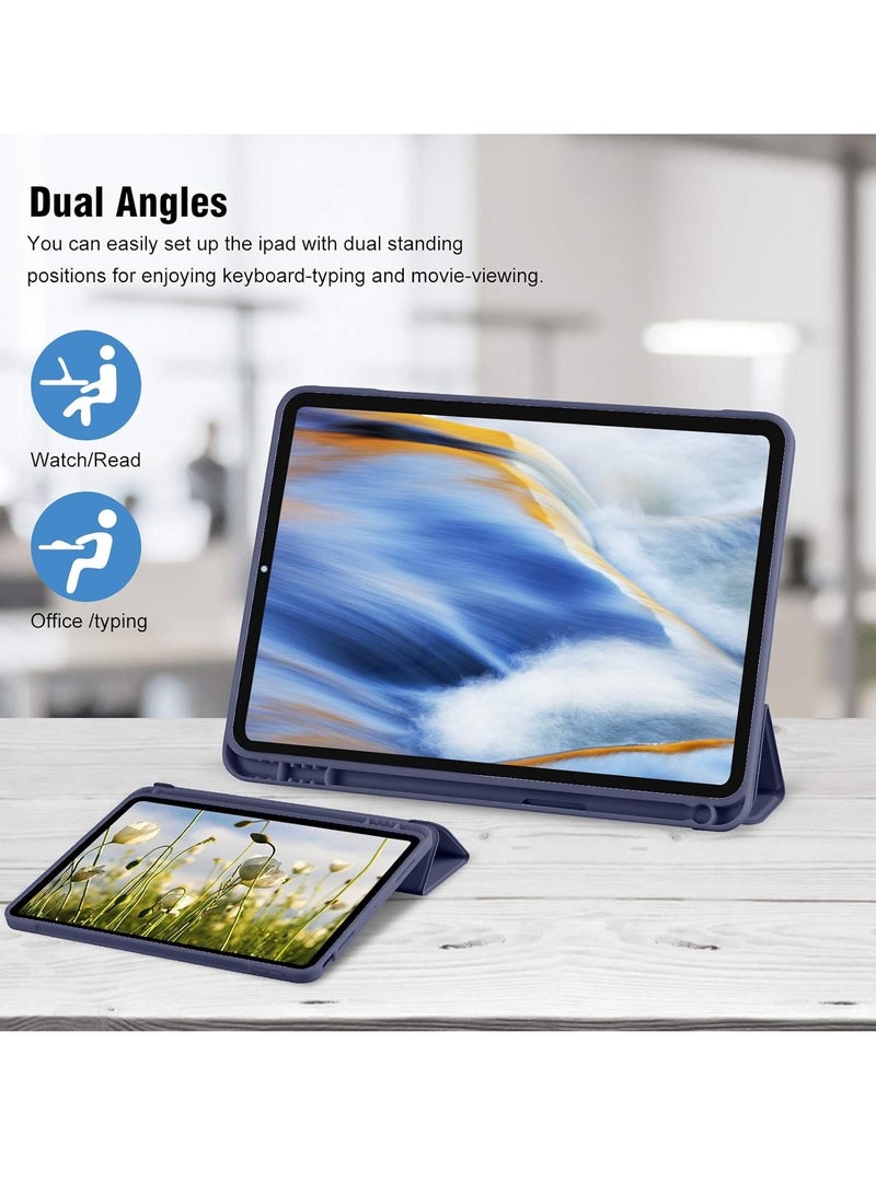 DUSALA iPad 10th Generation Case 2022 with Pencil Holder - Soft TPU Back Protective Smart Trifold Stand Cover for iPad 10.9 Inch (10th Gen), Auto Wake/Sleep - Navy Blue - Image 3