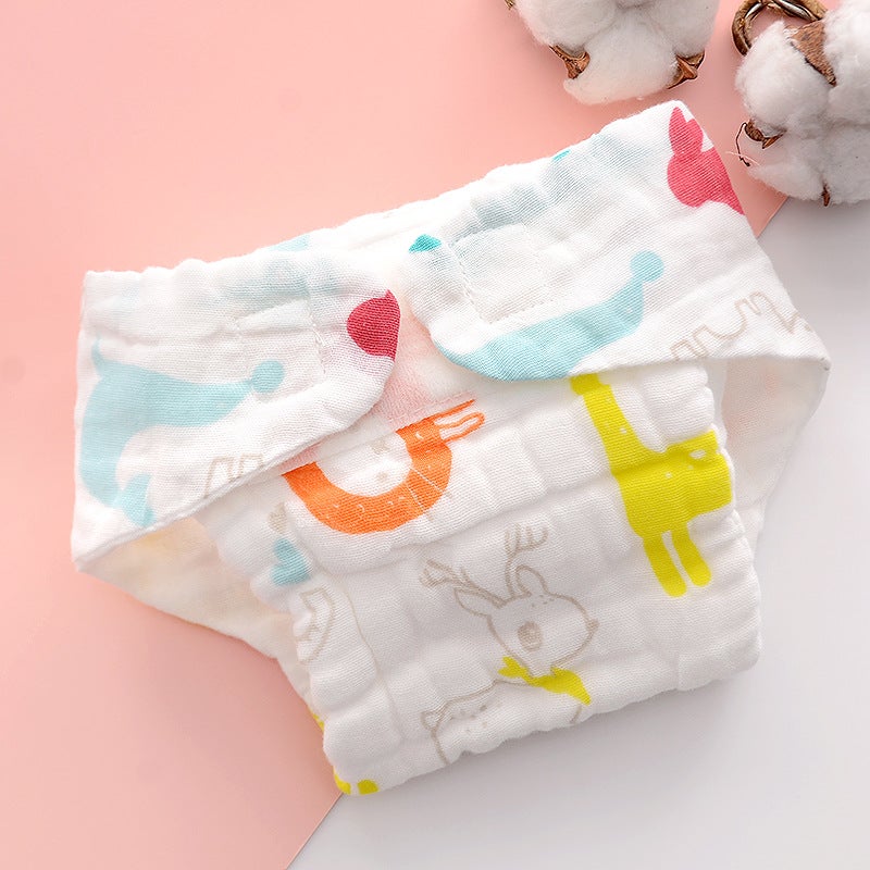 Cotton Gauze Diapers Washable Baby Cloth Pants Summer Cartoon male treasure single random