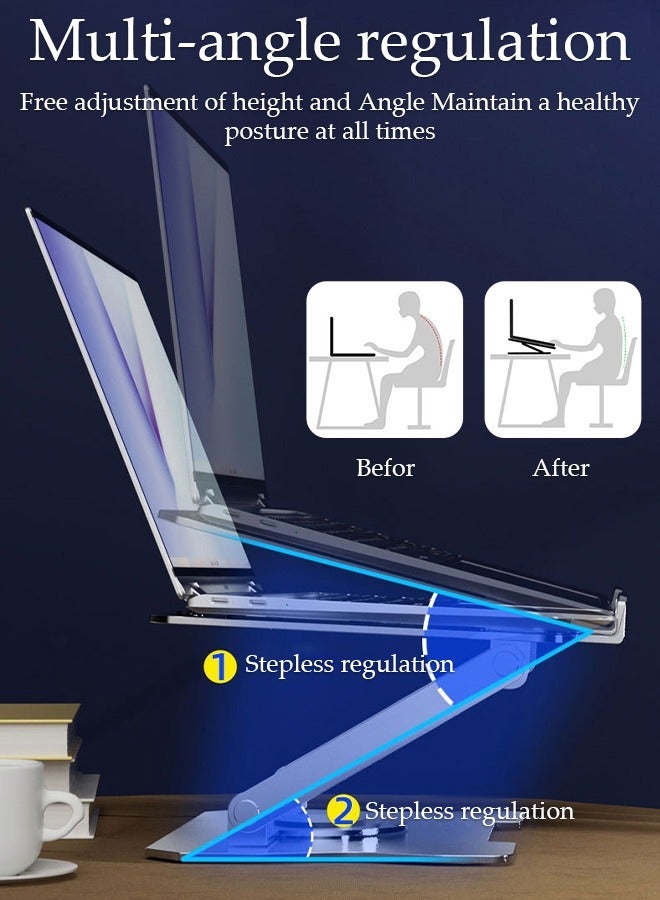 DUNISO Adjustable Laptop Stand with 360 Rotating Base, Ergonomic Laptop Riser for Collaborative Work, Fully Foldable for Easy Storage, Fits MacBook / All Laptops up to 17 inches - Image 2