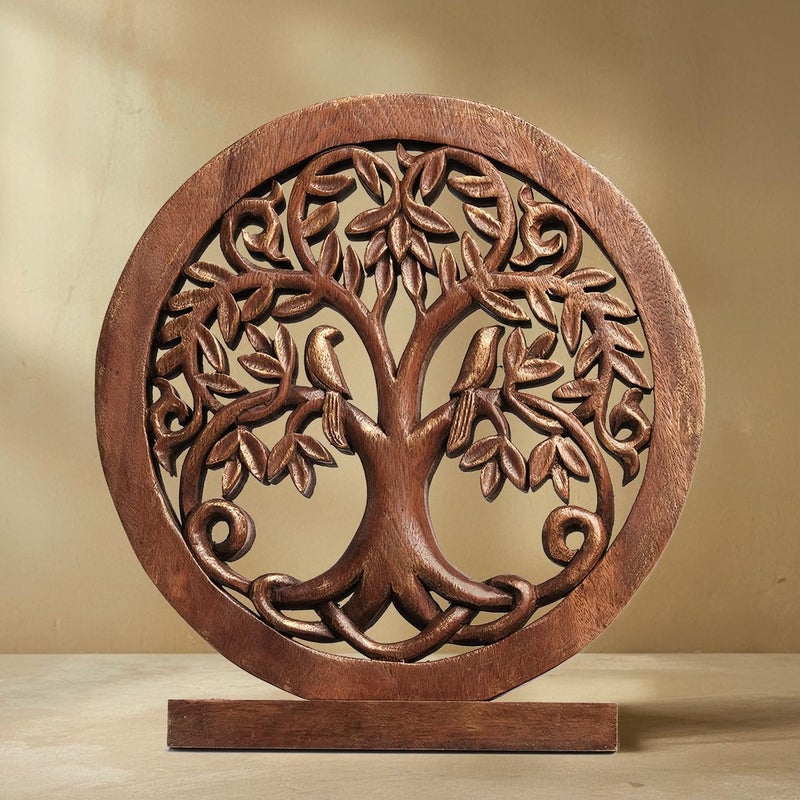 Decozen Solid Wood Tree Sculpture - Home Decor, Living Room, Boho, Coffee Table, Centerpiece Table Decorations, Mantle, Dining Table Centerpiece, Bathroom Shelf, Farmhouse, Christmas Decorations - Image 1