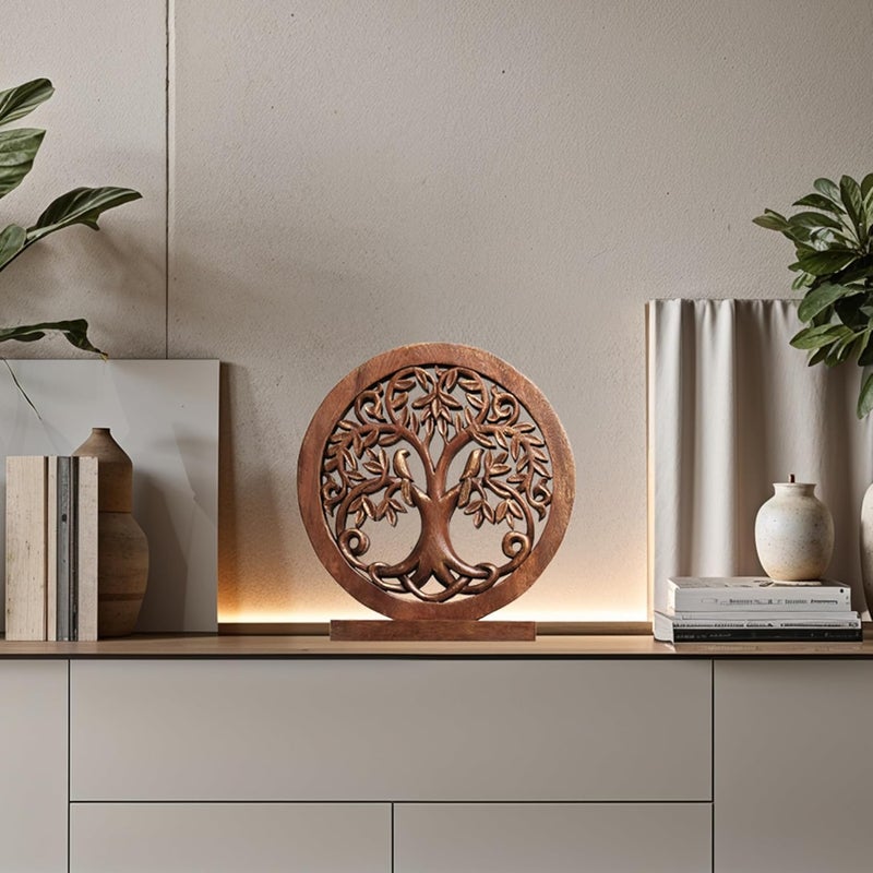 Decozen Solid Wood Tree Sculpture - Home Decor, Living Room, Boho, Coffee Table, Centerpiece Table Decorations, Mantle, Dining Table Centerpiece, Bathroom Shelf, Farmhouse, Christmas Decorations - Image 2