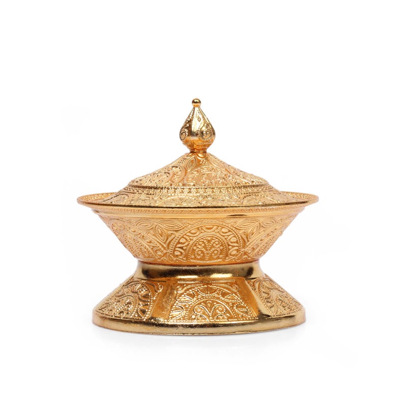 Alisveristime Alisveristime Traditional Ottoman Turkish Handmade Zamac Sugar Bowl with Lid (Diameter 3.34", Length 3.54"), Intricate  - Image 2