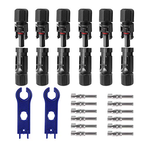 YXGOOD Solar Connectors Male/Female IP67 Waterproof Solar Panel Cable Connectors (6 Pairs) - Image 1