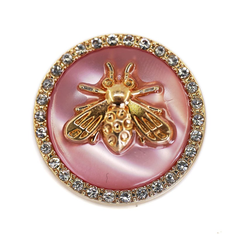 Craftisum 20 pcs Pink Resin Electroplated Bee Metal Shank Sewing Coat Buttons 25mm 1