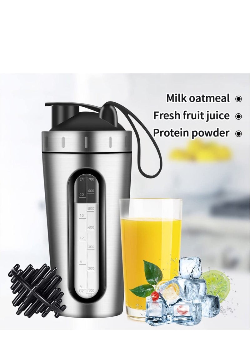 KASTWAVE "Portable Protein Shaker Bottle, 700ML Leak Proof Stainless Steel Shaker Bottle with Visible Window for Pre Workout  - Image 4