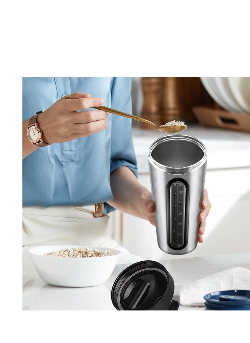 KASTWAVE "Portable Protein Shaker Bottle, 700ML Leak Proof Stainless Steel Shaker Bottle with Visible Window for Pre Workout  - Image 5