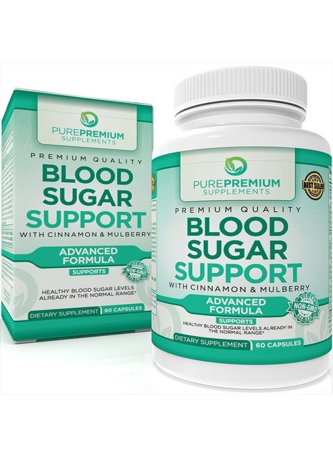 PUREPREMIUM SUPPLEMENTS - PurePremium Blood Sugar Support Supplement - Support Normal Blood Sugar and Glucose Metabolism - Advance Formula Blood Sugar Health Support - All Natural Herbal Supplements - 60 Capsules - Image 1