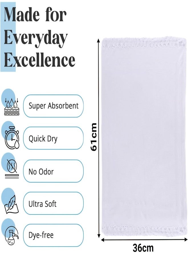 Soft Cotton White Face Towels | Multipurpose Napkins for Face, Hands & Kitchen Use (14x24 Inches) (12) - Image 2