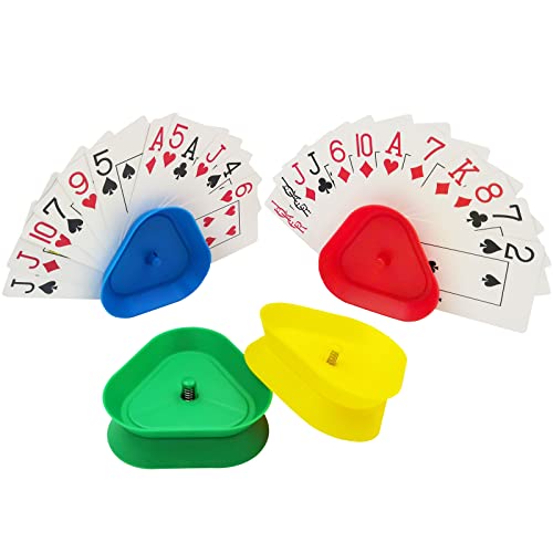 Yuanhe Playing Card Games Holder 4Pack Little Hands Cards Tray for Kids SeniorsHands Free Cards Holders for Cards Game Poker Parties Family Card Game Nights - Image 1