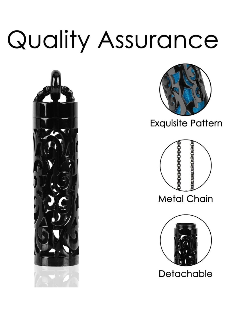 Meetion Essential Oil Necklace for Women, Aromatherapy Necklace Diffuser, Women's/Men's Fragrance Diffuser Pendant Birthday, Christmas and Valentine's Day Gifts (Black) - Image 3
