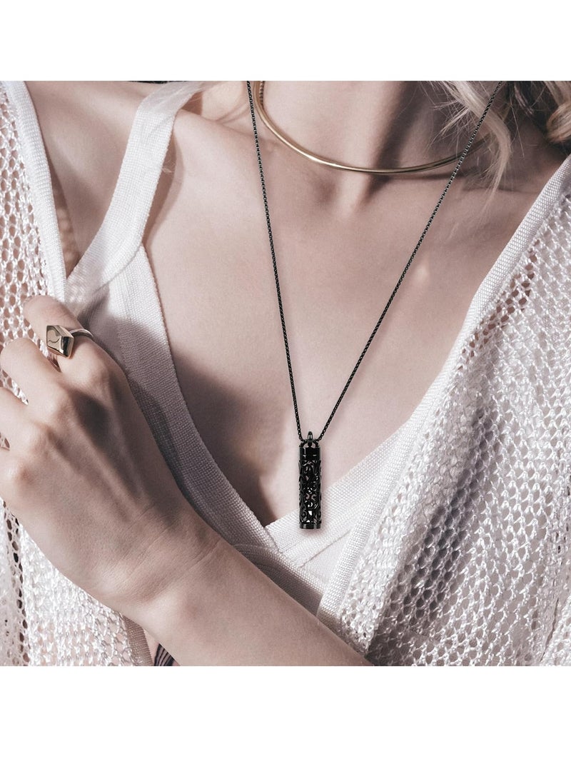 Meetion Essential Oil Necklace for Women, Aromatherapy Necklace Diffuser, Women's/Men's Fragrance Diffuser Pendant Birthday, Christmas and Valentine's Day Gifts (Black) - Image 4