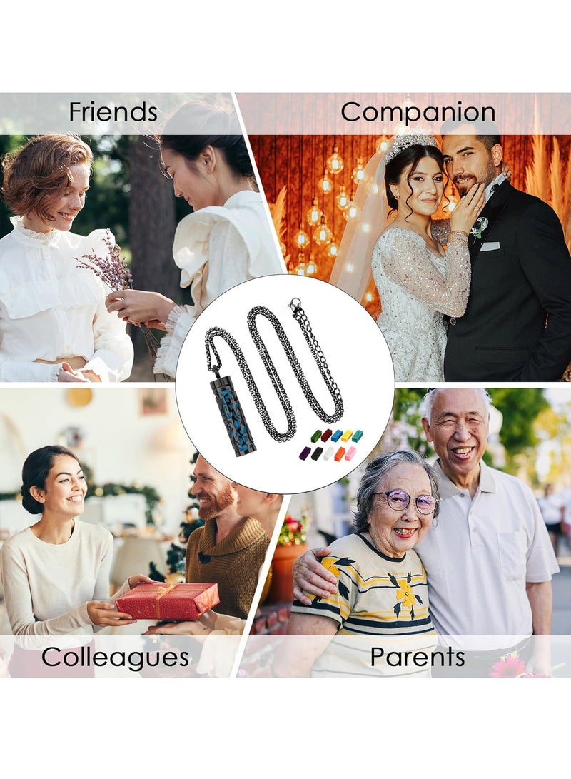 Meetion Essential Oil Necklace for Women, Aromatherapy Necklace Diffuser, Women's/Men's Fragrance Diffuser Pendant Birthday, Christmas and Valentine's Day Gifts (Black) - Image 5