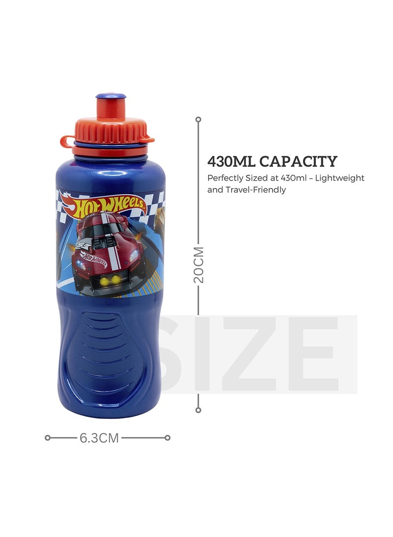 Stor Ergo Sport Water Bottle 430 Ml Hotwheels Blue Fire - Image 2
