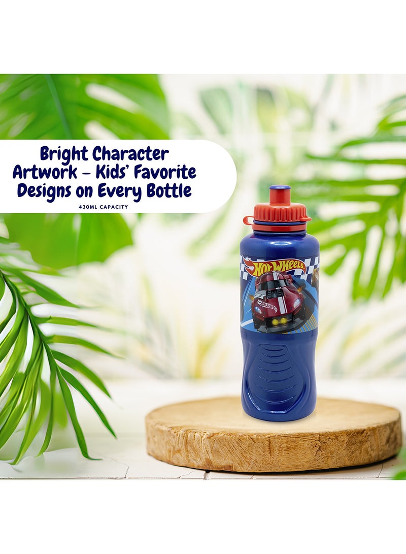 Stor Ergo Sport Water Bottle 430 Ml Hotwheels Blue Fire - Image 4