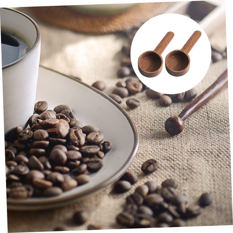 2Pcs Natural Wood Coffee Scoops Short Handle Food Grade Measuring Spoons - Image 4