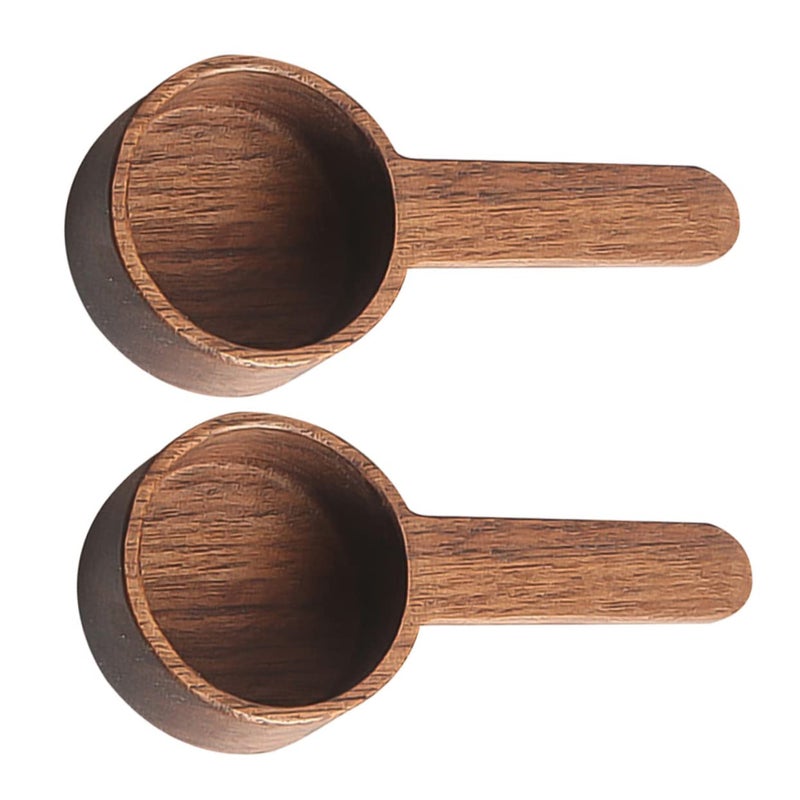 2Pcs Natural Wood Coffee Scoops Short Handle Food Grade Measuring Spoons - Image 2