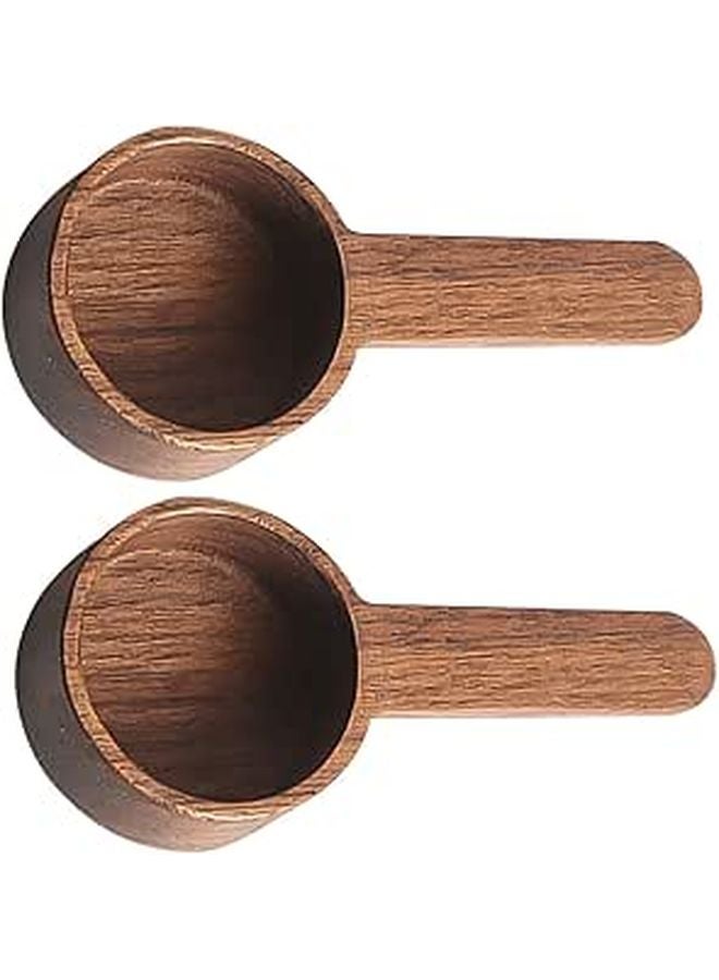 2Pcs Natural Wood Coffee Scoops Short Handle Food Grade Measuring Spoons - Image 1