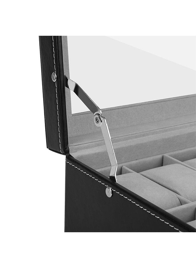 يولو 2 منظّم مراقبة من الدرجة مع غطاء زجاجي، 12 فتحة منظّم حقيبة جلدية وحدة PU مع درج مجوهرات للتخزين والعرض - Image 4