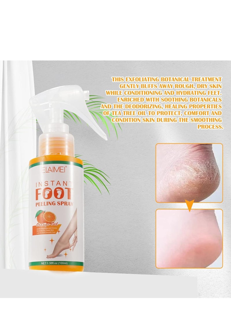 Elaimei Fashion Base Foot Spray Foot Peel Spray Quickly Callus Removal 100mL Foot Peeling Spray for Cracked Foot Dead Skin Foot Care (Orange 100mL) - Image 2