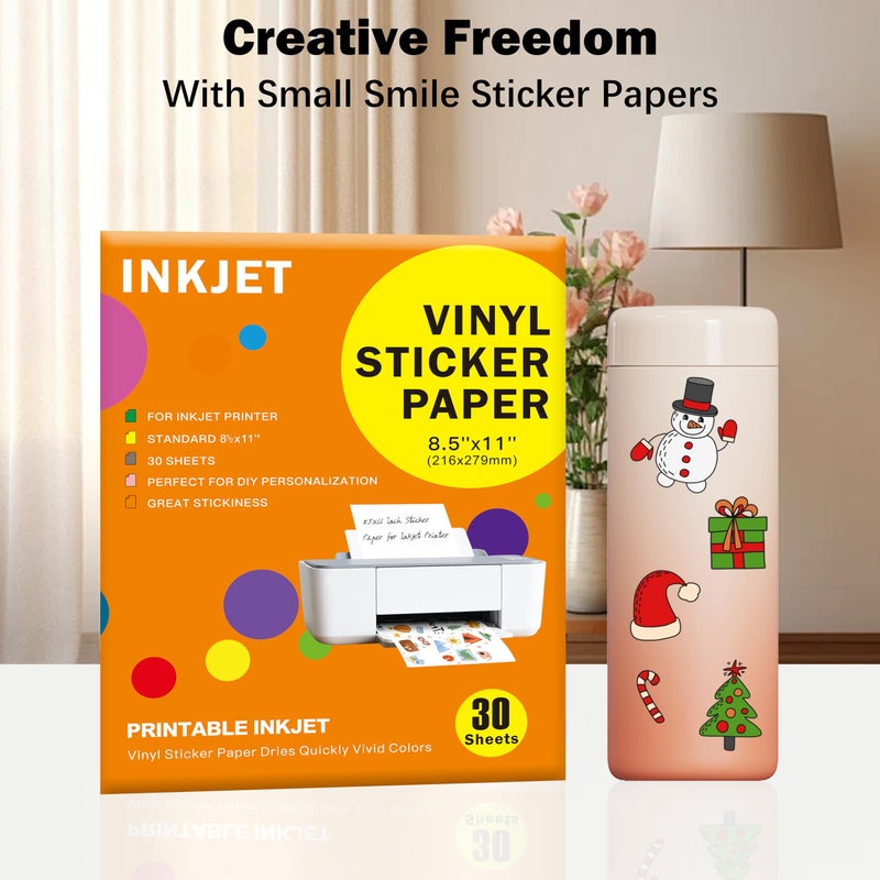 Veicevol 30 Sheets Premium Printable Vinyl Sticker Paper Clear - 8.5x11" for Inkjet Printers, Waterproof Tear Resistant, Dries Quickly, Vivid Colors, Easy to Cut for Cutting Machines, DIY Self-Adhesive Labels - Image 5