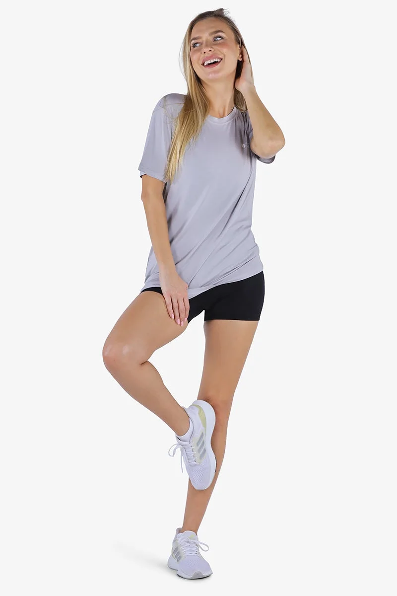 Yeseco  Women’s Grey Round Neck T-Shirt – Ultra-Soft Bamboo Viscose Activewear Top – Sustainable & Stretchable for Women | Best Price UAE