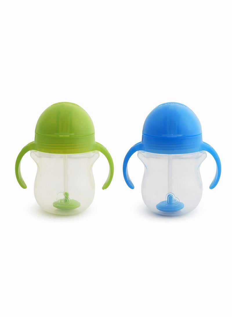 Excefore Click Lock Weighted Straw Cup, 7 Ounce, Blue/Green, Pack of 2 - Image 3