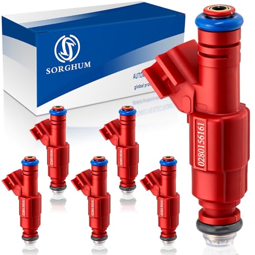 Sorghum Fuel Injectors Set of 6 Compatible with Jeep Grand Cherokee Wrangler TJ 19992004 Cherokee Liberty Ford Focus 20032007 Escape Mustang Replace 0280156161 FJ462 - Image 1