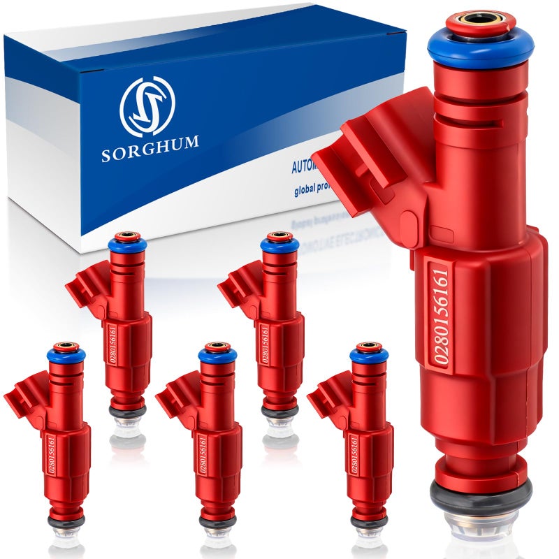 Sorghum Fuel Injectors Set of 6 Compatible with Jeep Grand Cherokee Wrangler TJ 19992004 Cherokee Liberty Ford Focus 20032007 Escape Mustang Replace 0280156161 FJ462 - Image 2