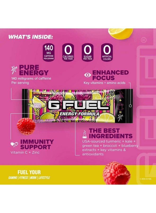 G Fuel Hype Sauce Energy Powder Packets, Sugar Free, Clean Caffeine Focus Supplement, Water Mix, Raspberry + Lemonade Flavor, Focus Amino, Vitamin + Antioxidants Blend - 6 Stick Pack, 0.25 oz - Image 5
