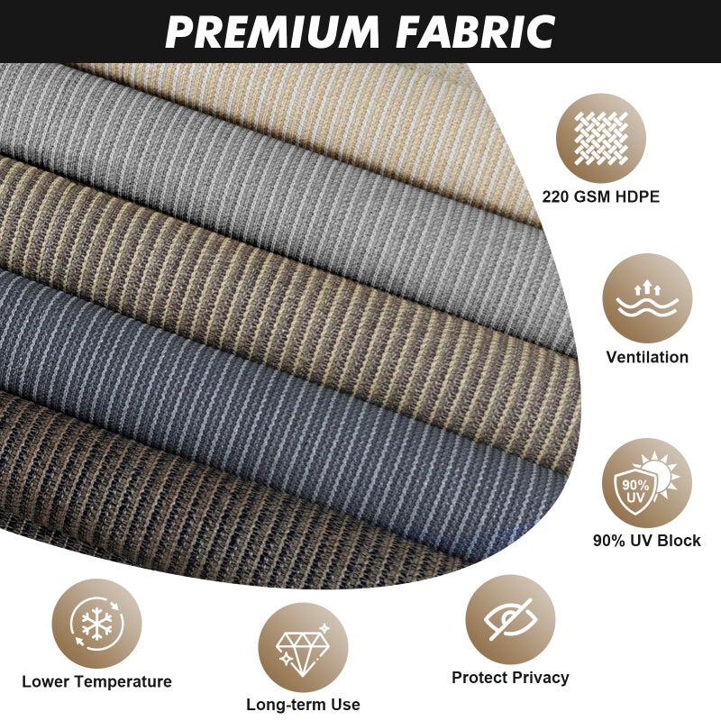 Artpuch Patio Shades Roll Up Outdoor Roller Shade (8'Wx8'H), Cordless Exterior Roller Blinds Cloth for Porch Pergola Gazebo, Mocha - Image 3