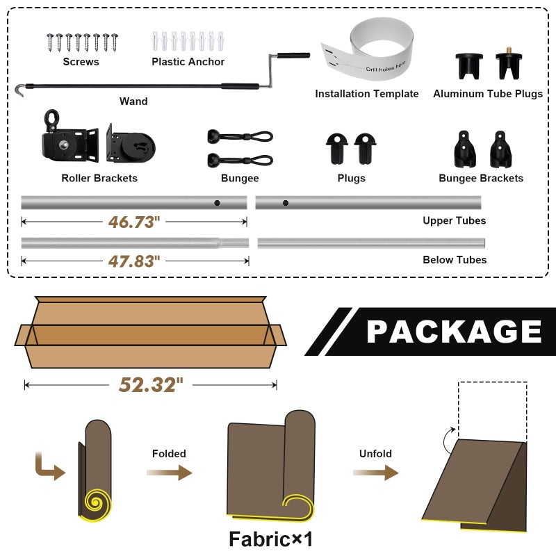 Artpuch Patio Shades Roll Up Outdoor Roller Shade (8'Wx8'H), Cordless Exterior Roller Blinds Cloth for Porch Pergola Gazebo, Mocha - Image 4