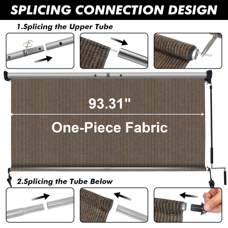Artpuch Patio Shades Roll Up Outdoor Roller Shade (8'Wx8'H), Cordless Exterior Roller Blinds Cloth for Porch Pergola Gazebo, Mocha - Image 5