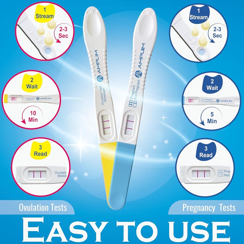 Amplim Pregnancy Test and Ovulation Tests Kit 7 Pack Bulk Early Detection HCG  LH Sticks 9999 Accurate at Home Predictor 6 Days Early Result Extra Sensitive Fertility Tracker - Image 3