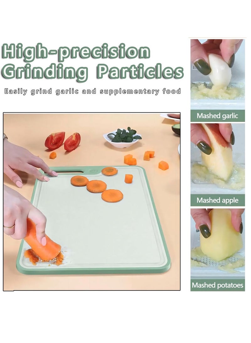 SYOSI Plastic Cutting Boards for Kitchen, Large Cutting Board, Plastic Cutting Board Set of 2, Non-Slip Cutting Board with Dandle and Juice Groovenon, Dishwasher Safe Cutting Boards (Green) - Image 4
