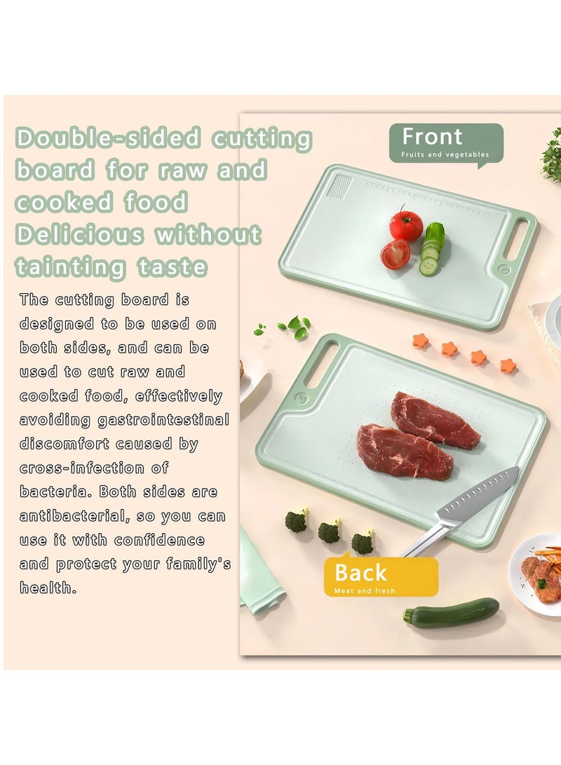 SYOSI Plastic Cutting Boards for Kitchen, Large Cutting Board, Plastic Cutting Board Set of 2, Non-Slip Cutting Board with Dandle and Juice Groovenon, Dishwasher Safe Cutting Boards (Green) - Image 5