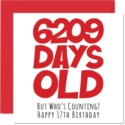 Stuff4 Funny 17th Birthday Card - 6209 Days Old - Hilarious 5.7 x 5.7 Inch Greeting Card for Men, Women, Grandma, Grandpa, Mom, Dad - No Ink Smudge for Messages - Birthday Card Humor for Adults - Image 1