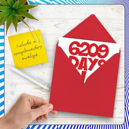 Stuff4 Funny 17th Birthday Card - 6209 Days Old - Hilarious 5.7 x 5.7 Inch Greeting Card for Men, Women, Grandma, Grandpa, Mom, Dad - No Ink Smudge for Messages - Birthday Card Humor for Adults - Image 5