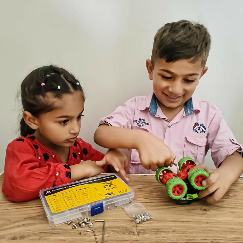 FIXXELY Set Screws Assortment Kit (M3, M4, M5, M6, M8) with Allen Keys – Durable 240 Pcs Metric Cone Point 304 Stainless Steel for Bathroom Fixtures, Door Knobs, Faucets, Plumbing, and More - Image 2