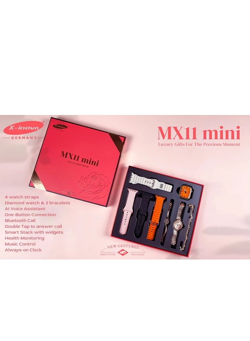 ساعة ذكية فاخرة X-Inova Germany MX11 mini بسوار متعدد الألوان - هيكل ذهبي